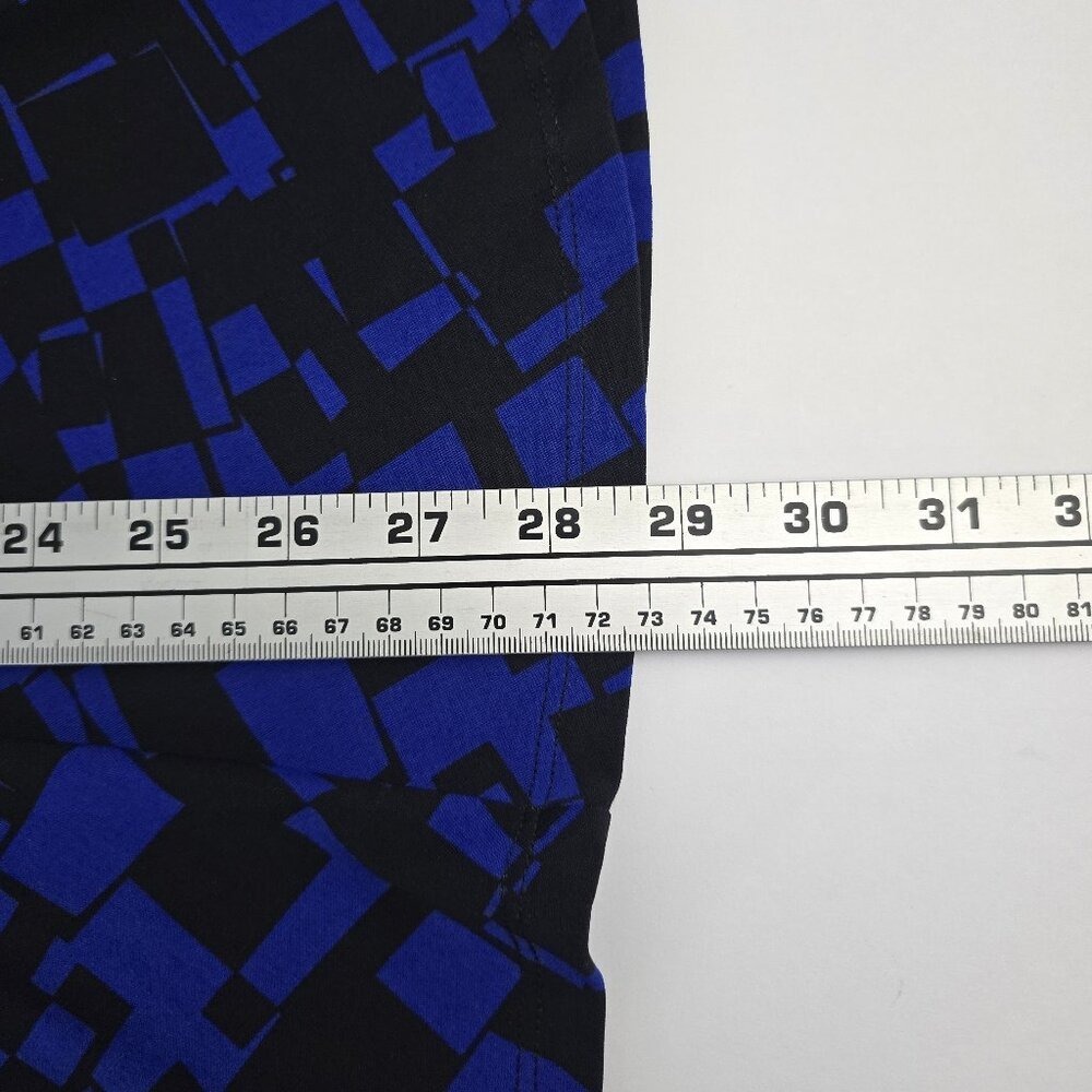 Chaus New York Scoop Neck 3/4 Sleeve Round Hem Printed Top Blue Black XL - Picture 5 of 6